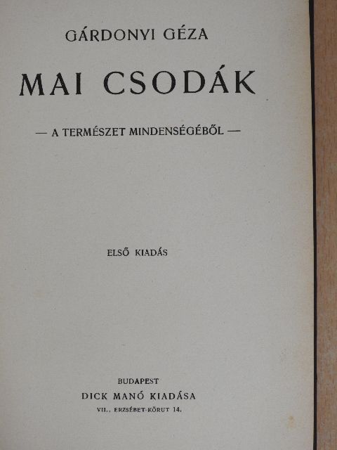 Gárdonyi Géza - Mai csodák [antikvár]