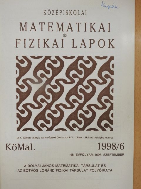 Bogdán Zoltán - Középiskolai matematikai és fizikai lapok 1998. szeptember [antikvár]