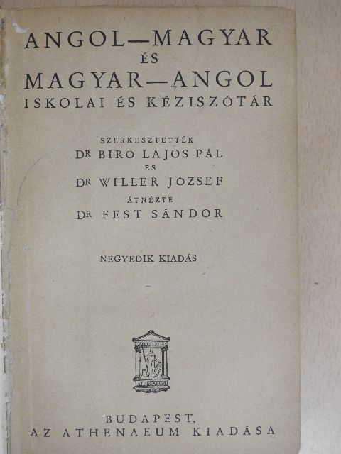 Angol-magyar és magyar-angol iskolai és kéziszótár [antikvár]