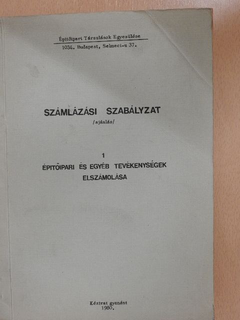 Dr. Horváth László - Számlázási szabályzat 1. [antikvár]