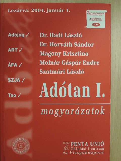 Dr. Hadi László - Adótan I. [antikvár]