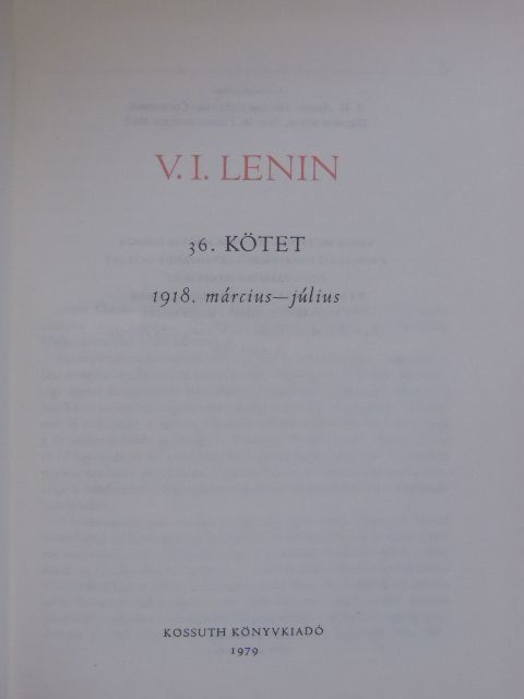 Vlagyimir Iljics Lenin - V. I. Lenin összes művei 36. [antikvár]