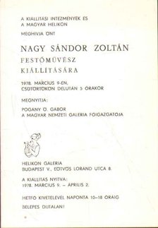 Nagy Sándor Zoltán festőművész kiállítása (meghívó) [antikvár]