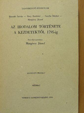 Bánszki István - Az irodalom története a kezdetektől 1795-ig [antikvár]