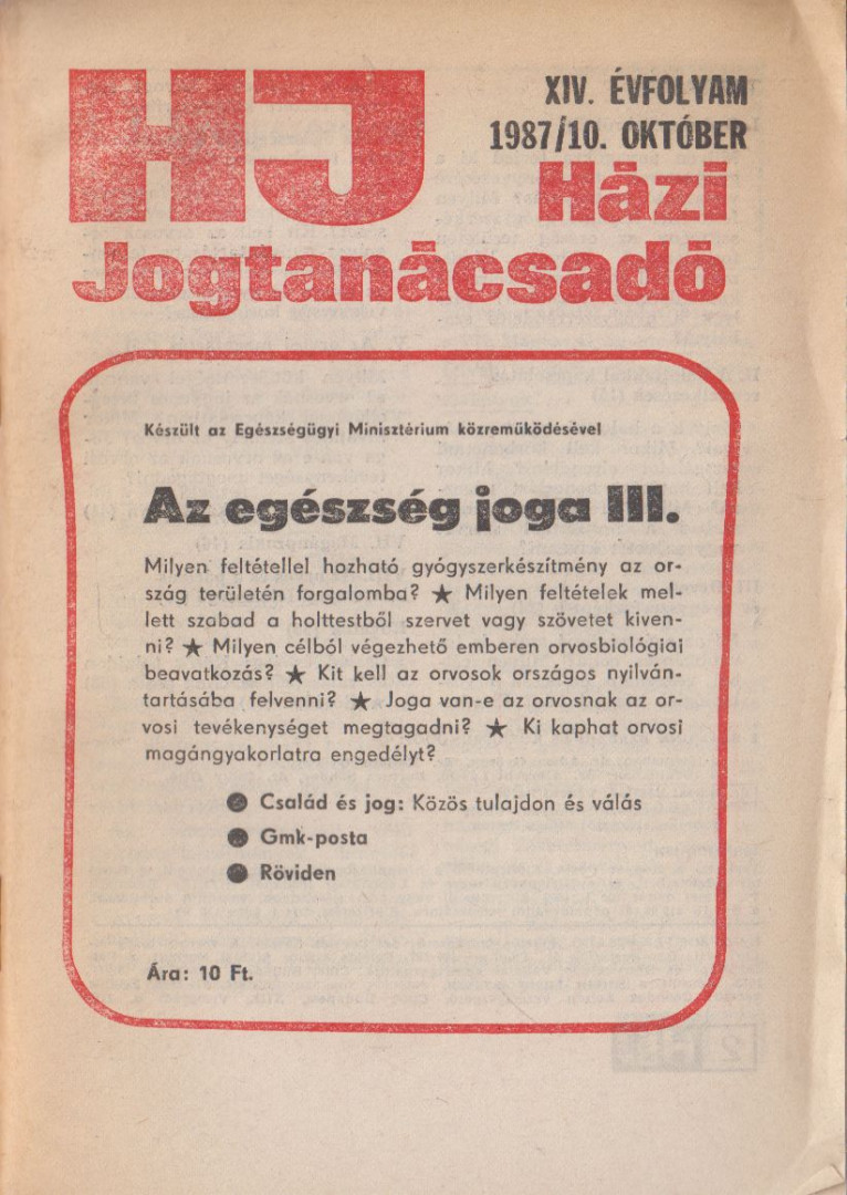 Leveles László - Házi jogtanácsadó 1987/10. [antikvár]