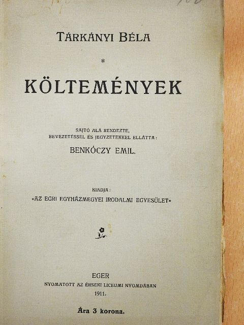 Tárkányi Béla - Költemények [antikvár]