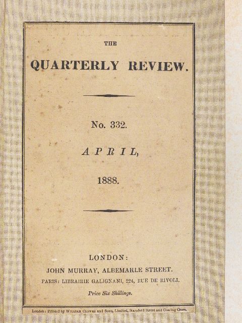 George Scharf - The Quarterly Review 1888. January & April [antikvár]
