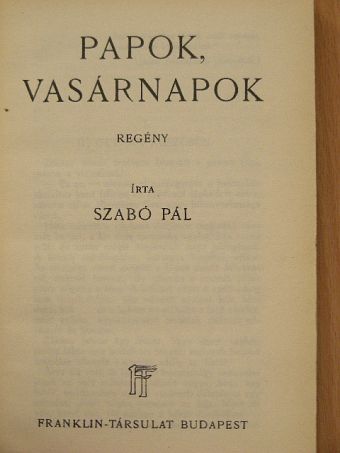 Szabó Pál - Papok, vasárnapok [antikvár]