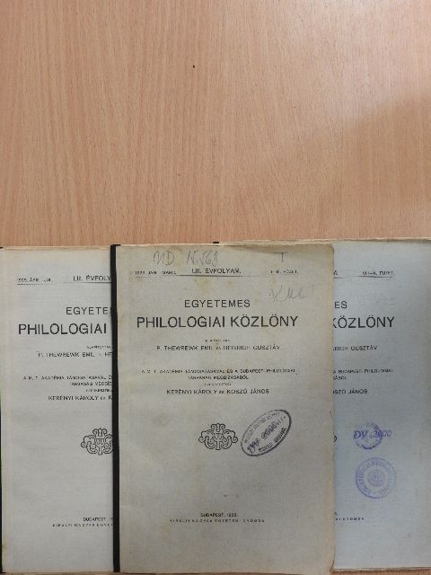 A. A. - Egyetemes Philologiai Közlöny 1929. január-december [antikvár]