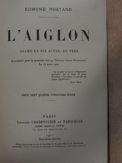 Edmond Rostand - L'aiglon [antikvár]