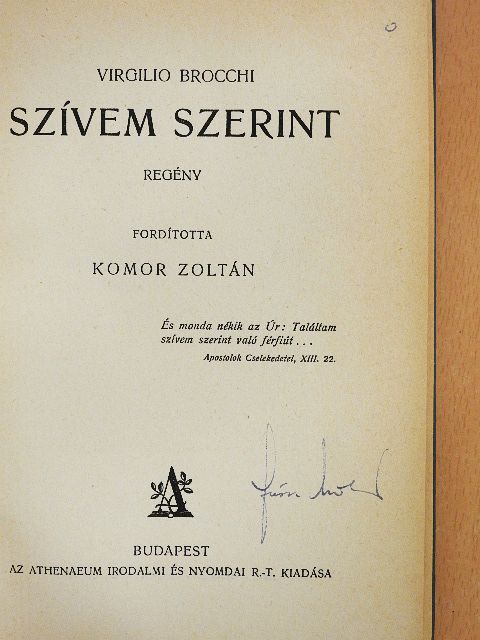 Virgilio Brocchi - Szívem szerint [antikvár]