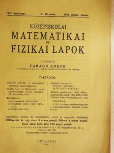 Korányi Szevér - Középiskolai Matematikai és Fizikai Lapok 1936. május-junius [antikvár]