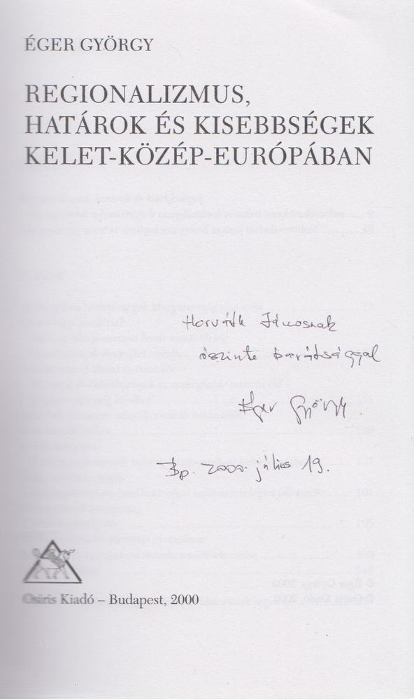 Éger György - Regionalizmus (Dedikált) [antikvár]