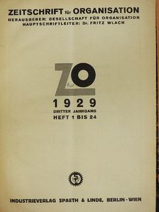 Berwin A. - Zeitschrift für Organisation Januar-Dezember 1929 [antikvár]