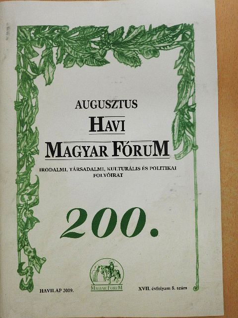 Balassa Sándor - Havi Magyar Fórum 2009. augusztus [antikvár]