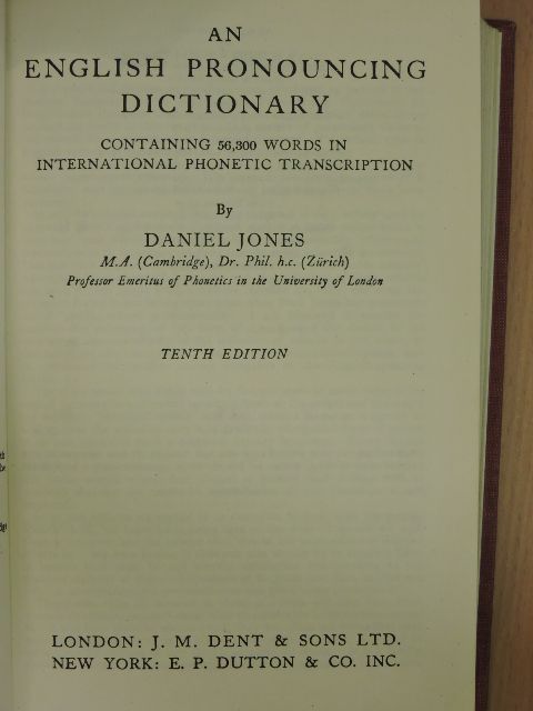 Dr. Daniel Jones - An English Pronouncing Dictionary [antikvár]