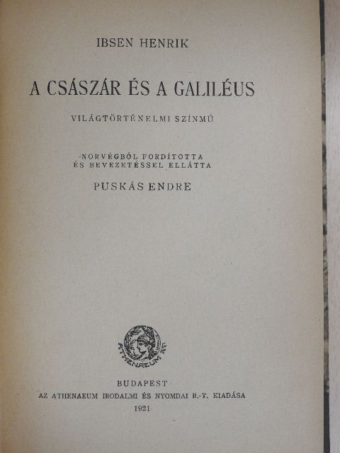 Ibsen Henrik - A császár és a Galiléus [antikvár]