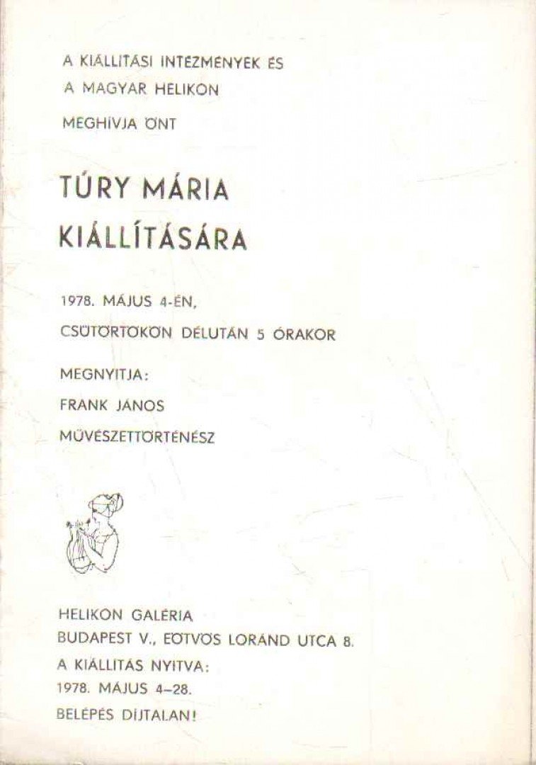 Túry Mária kiállítása (meghívó) [antikvár]