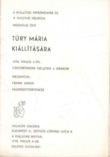 Túry Mária kiállítása (meghívó) [antikvár]