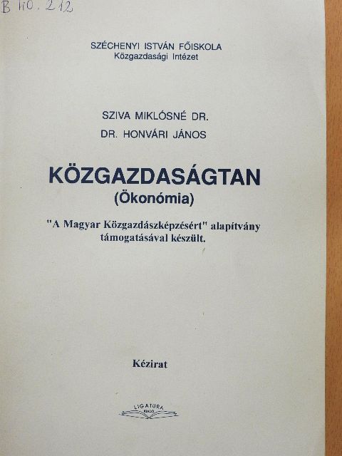 Dr. Honvári János - Közgazdaságtan [antikvár]