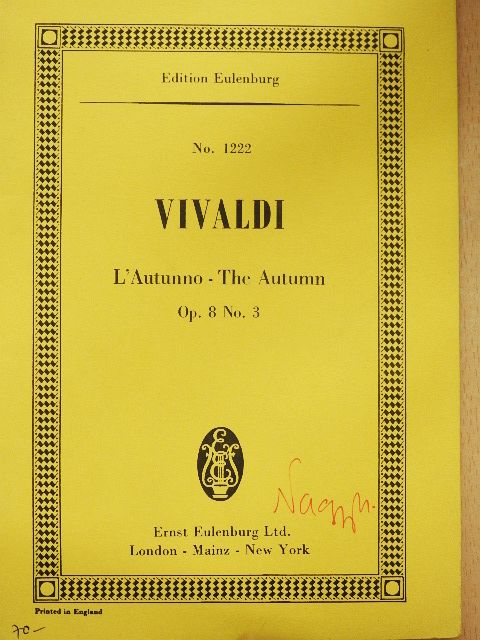 Antonio Vivaldi - Le Quattro Stagioni No. 3. - L'Autunno [antikvár]