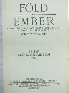Bella Lajos - Föld és Ember 1927/1-4. [antikvár]