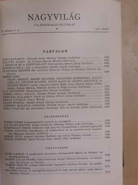 Colette Audry - Nagyvilág 1965-1967. (vegyes számok) (16 db) [antikvár]