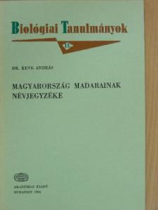 Dr. Keve András - Magyarország madarainak névjegyzéke [antikvár]