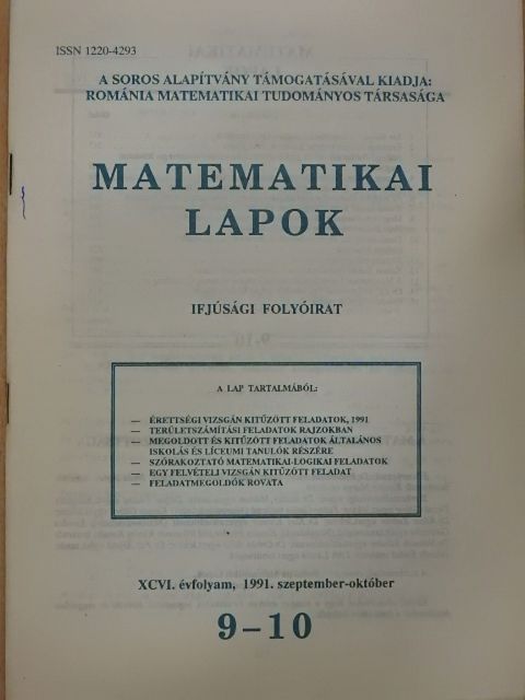Finta Zoltán - Matematikai Lapok 1991. szeptember-október [antikvár]