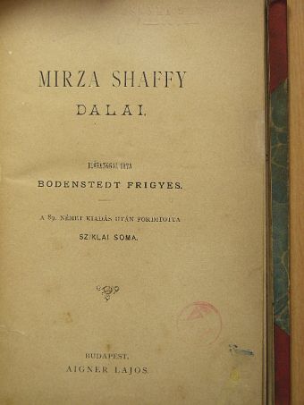 Bodenstedt Frigyes - Mirza Shaffy dalai [antikvár]