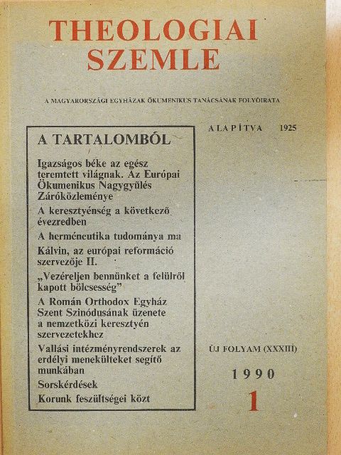 Karasszon István - Theologiai Szemle 1990/1. [antikvár]