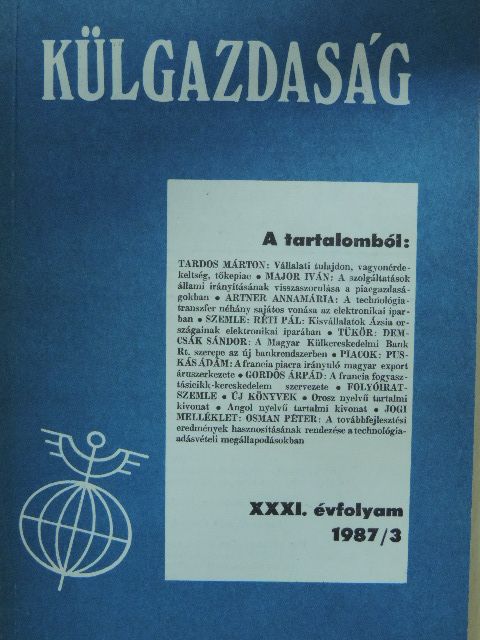 Artner Annamária - Külgazdaság 1987/3 [antikvár]
