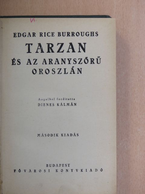 Edgar Rice Burroughs - Tarzan és az aranyszőrű oroszlán [antikvár]