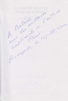 René Bonnerjea - Ma route vers toi (dedikált) [antikvár]