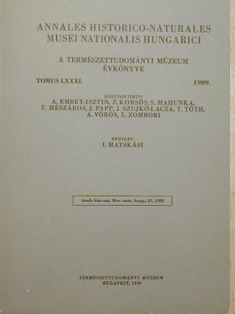 Annales Historico-Naturales Musei Nationalis Hungarici 1989. [antikvár]