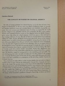 Charlotte Kretzoi - The concept of poetry in Colonial America (dedikált példány) [antikvár]