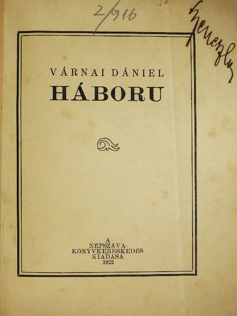 Várnai Dániel - Háboru [antikvár]