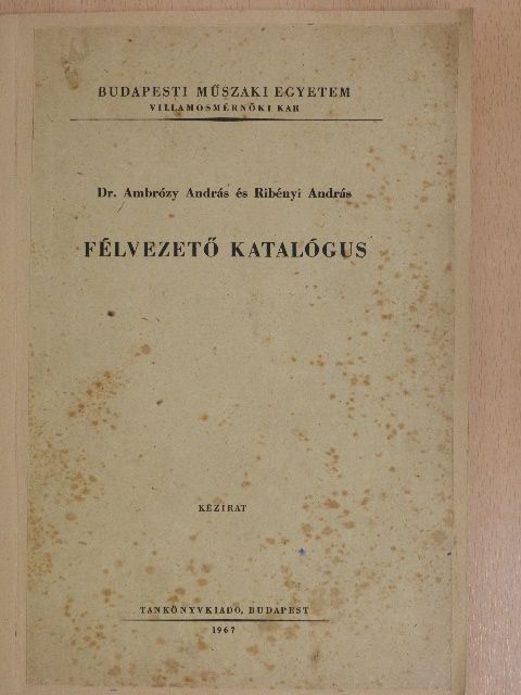 Dr. Ambrózy András - Félvezető katalógus [antikvár]