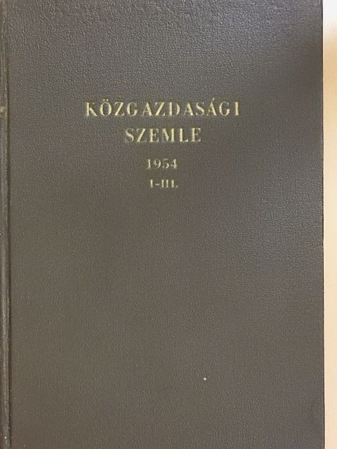 Abelovszki Vladimir - Közgazdasági Szemle 1954.  [antikvár]