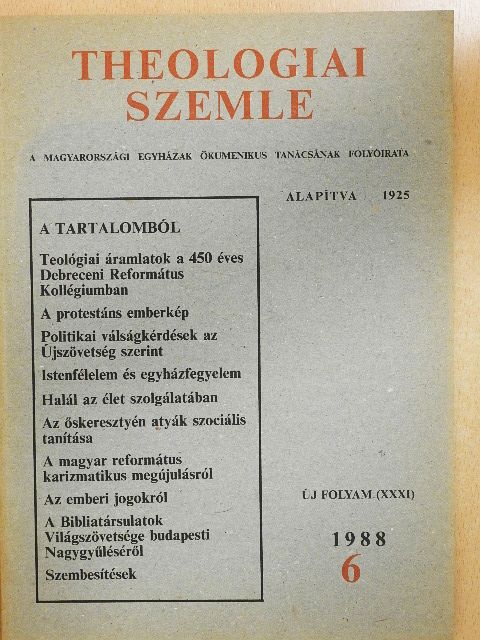 Amadeo Molnár - Theologiai Szemle 1988/6. [antikvár]