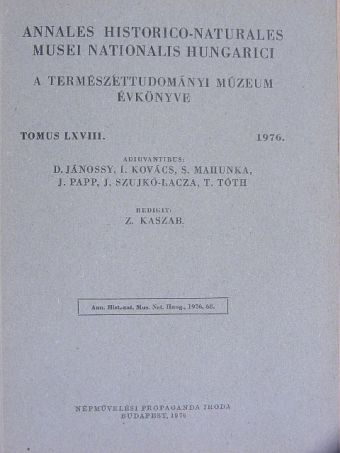 Annales Historico-Naturales Musei Nationalis Hungarici 1976. [antikvár]