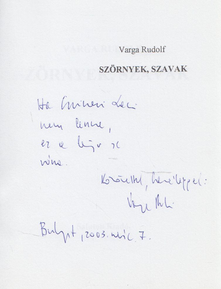 Varga Rudolf - Szörnyek, szavak (dedikált) [antikvár]