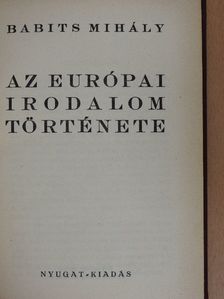 Babits Mihály - Az európai irodalom története [antikvár]