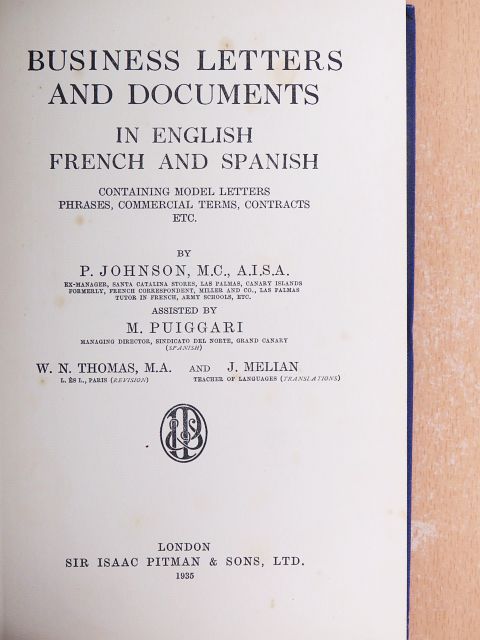 P. Johnson - Business letters and documents in english, french and spanish [antikvár]