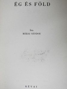 Márai Sándor - Ég és Föld [antikvár]