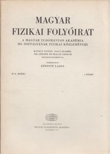 Jánossy Lajos - Magyar fizikai folyóirat XIX. kötet 2. füzet [antikvár]