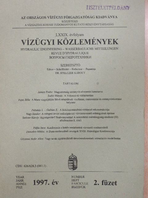 Domokos Miklós - Vízügyi Közlemények 1997/2. [antikvár]