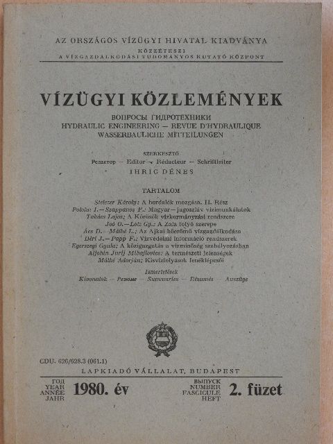 Déri József - Vízügyi Közlemények 1980/2. [antikvár]