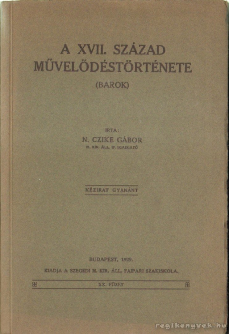 N. Czike Gábor - A XVII. század művelődéstörténete [antikvár]