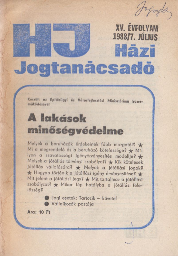 Leveles László - Házi jogtanácsadó 1988/7. [antikvár]